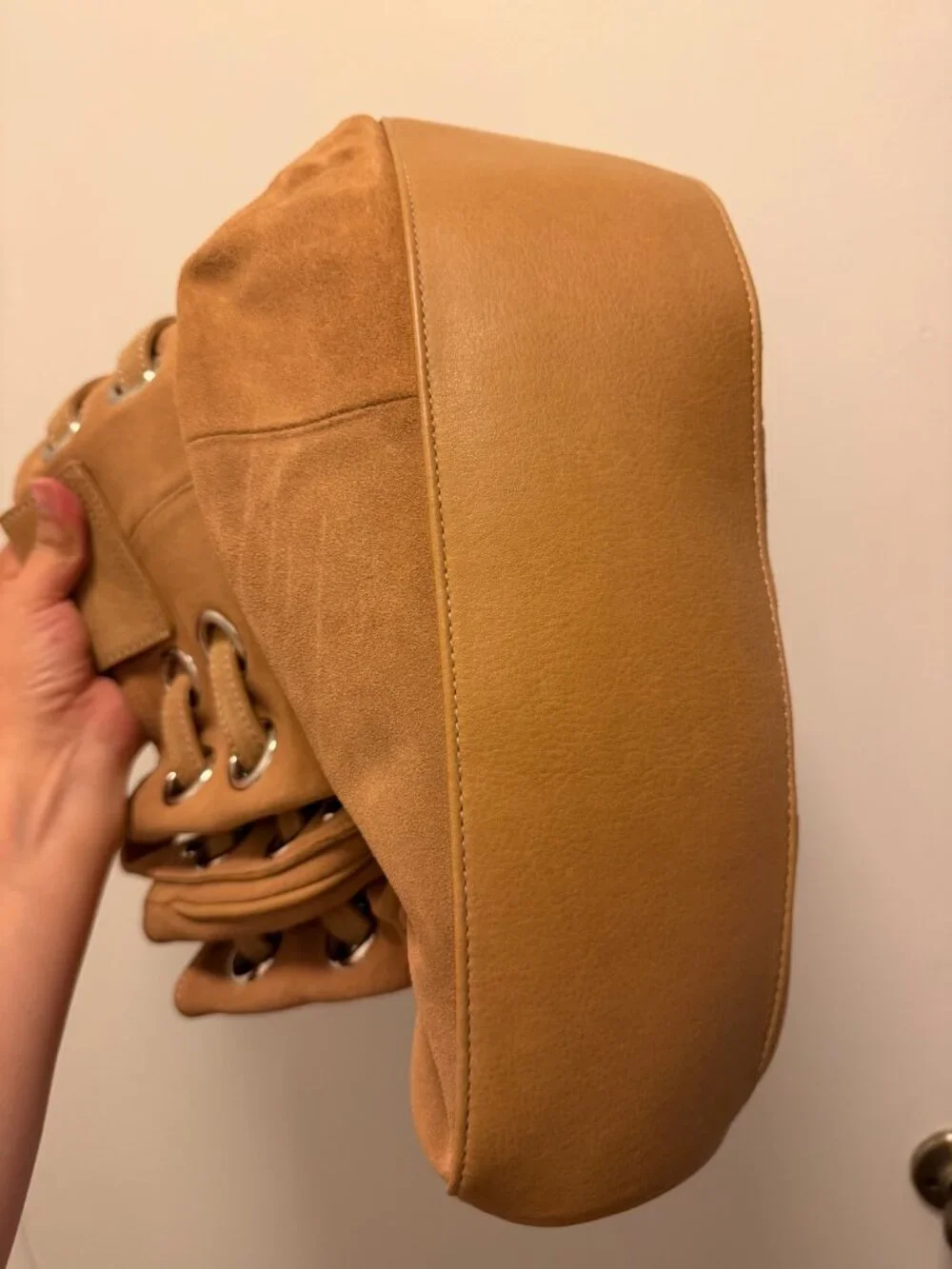 NWOT Vintage a.n.a. (A New Approach) Tan/Beige Slouchy Grommet Shoulder Bag